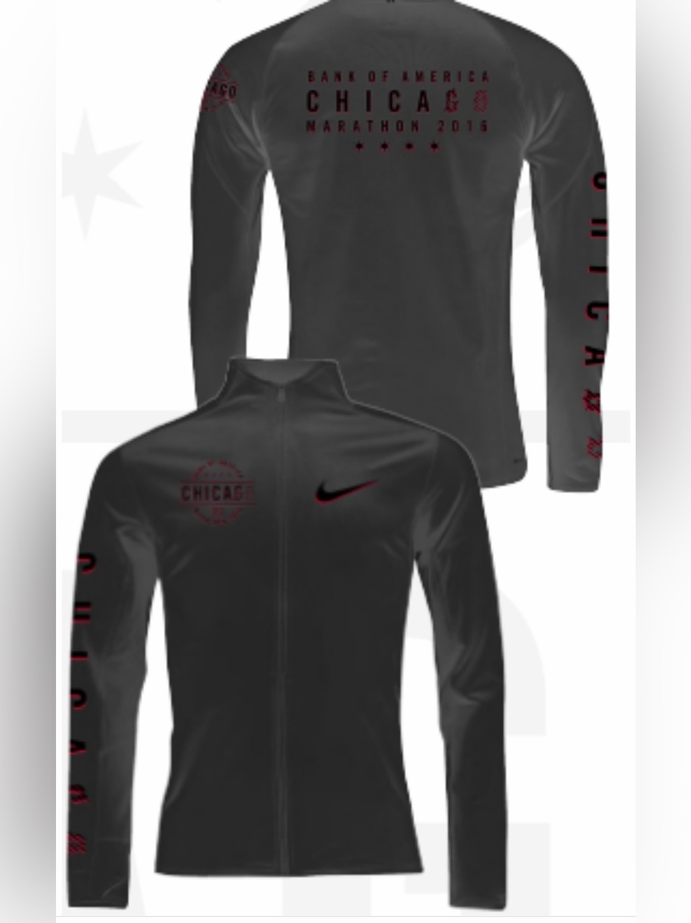 Nike Bank of America Chicago marathon 2016 Men’s  black Jacket size XXL